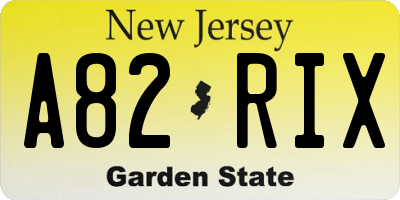 NJ license plate A82RIX