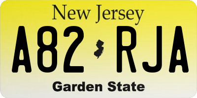 NJ license plate A82RJA