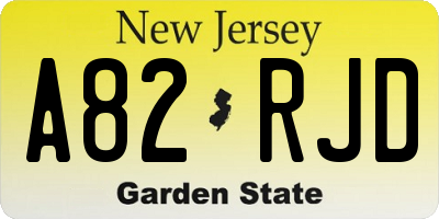 NJ license plate A82RJD
