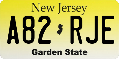 NJ license plate A82RJE
