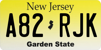 NJ license plate A82RJK