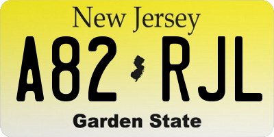 NJ license plate A82RJL