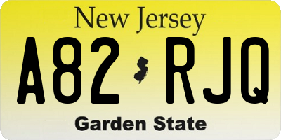 NJ license plate A82RJQ