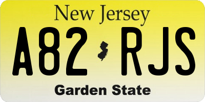 NJ license plate A82RJS