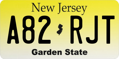 NJ license plate A82RJT
