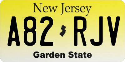NJ license plate A82RJV