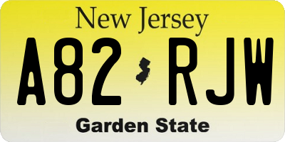 NJ license plate A82RJW