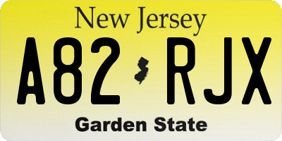 NJ license plate A82RJX