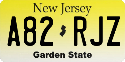 NJ license plate A82RJZ