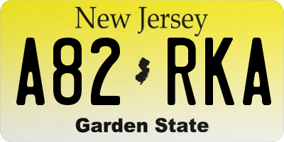 NJ license plate A82RKA
