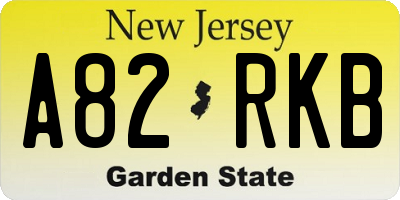 NJ license plate A82RKB