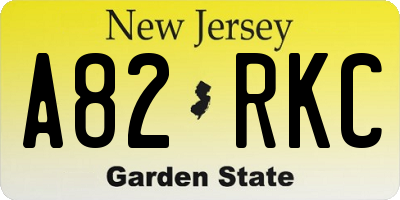 NJ license plate A82RKC