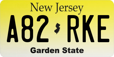 NJ license plate A82RKE