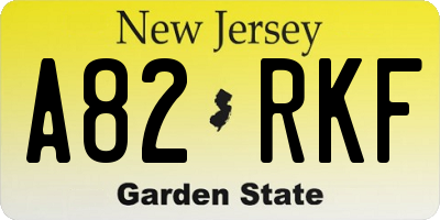 NJ license plate A82RKF