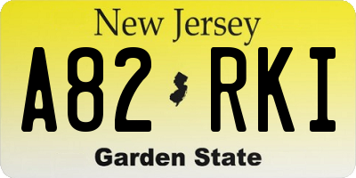 NJ license plate A82RKI