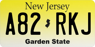 NJ license plate A82RKJ