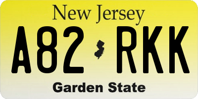 NJ license plate A82RKK
