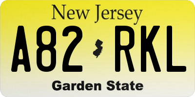 NJ license plate A82RKL