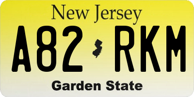 NJ license plate A82RKM