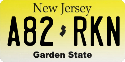 NJ license plate A82RKN