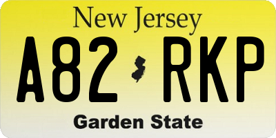 NJ license plate A82RKP