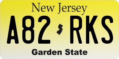 NJ license plate A82RKS