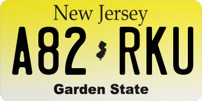 NJ license plate A82RKU