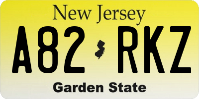 NJ license plate A82RKZ