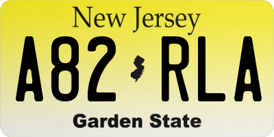 NJ license plate A82RLA