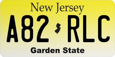NJ license plate A82RLC