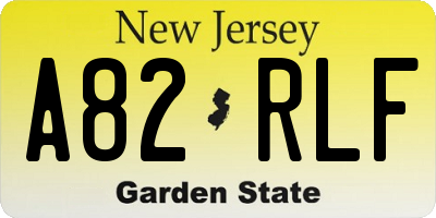 NJ license plate A82RLF
