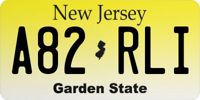 NJ license plate A82RLI