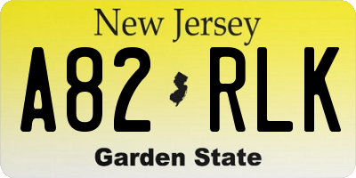 NJ license plate A82RLK