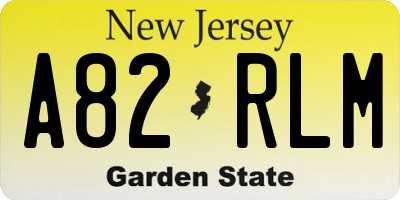 NJ license plate A82RLM