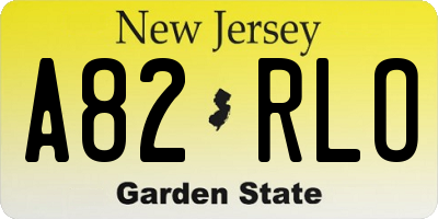 NJ license plate A82RLO