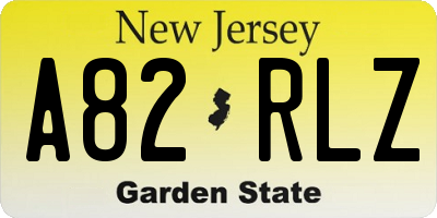 NJ license plate A82RLZ