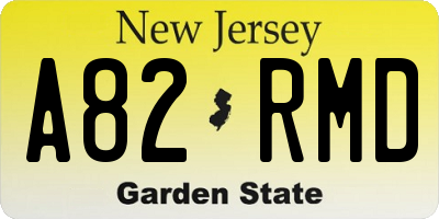 NJ license plate A82RMD