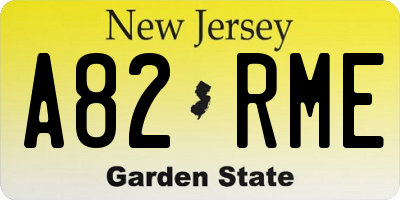 NJ license plate A82RME