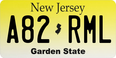NJ license plate A82RML