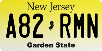 NJ license plate A82RMN