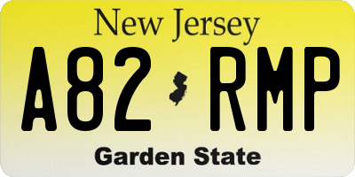 NJ license plate A82RMP
