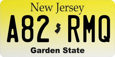 NJ license plate A82RMQ