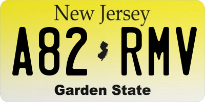 NJ license plate A82RMV