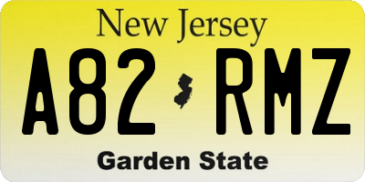 NJ license plate A82RMZ