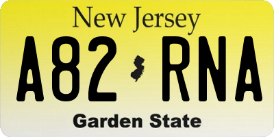 NJ license plate A82RNA