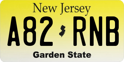 NJ license plate A82RNB