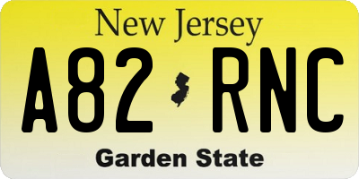 NJ license plate A82RNC