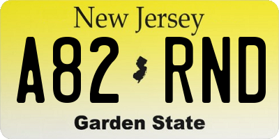 NJ license plate A82RND