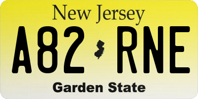 NJ license plate A82RNE