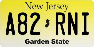NJ license plate A82RNI